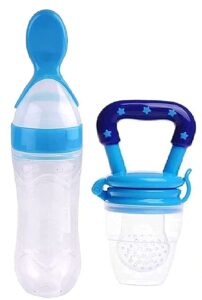 
Silicone Baby Spoon Feeder Bottle with Free Fruit Pacifier for Toddlers